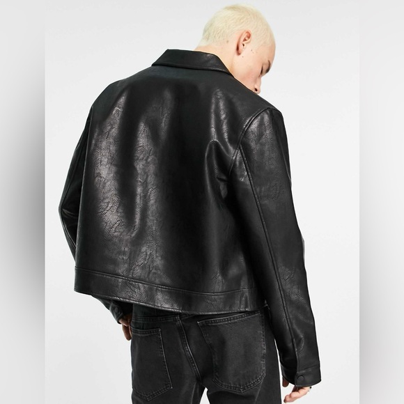 ASOS Design Cropped Faux Leather Jacket - Picture 2 of 5